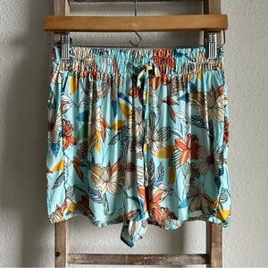 L.I.F.E. Love is for Eternity blue tropical print high waist shorts sz: Med